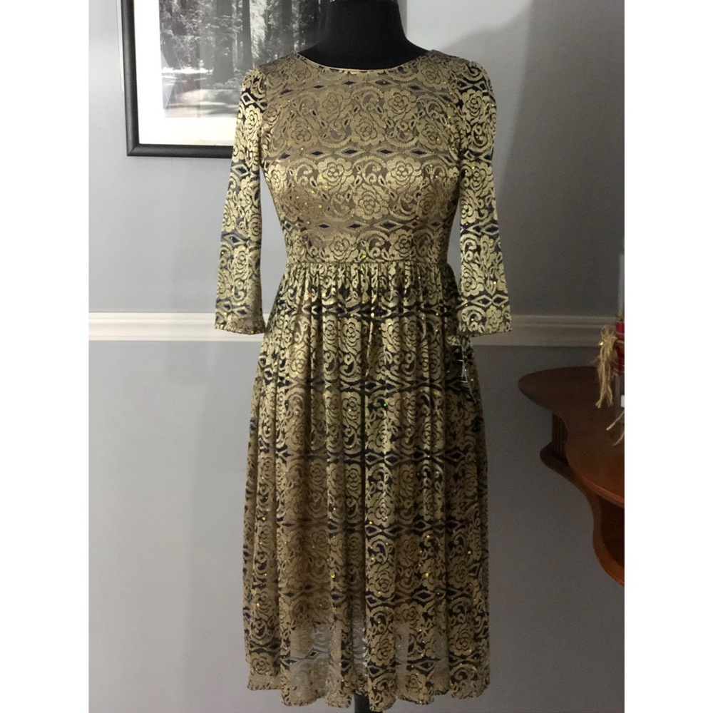 Gold Lace Vintage Dress